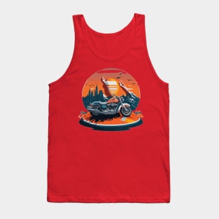 motorcycle and the flag independence day Tank Top